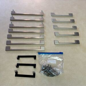 Bundle of 15 Brushed Nickel and Matte Black Cabinet Pull Handles